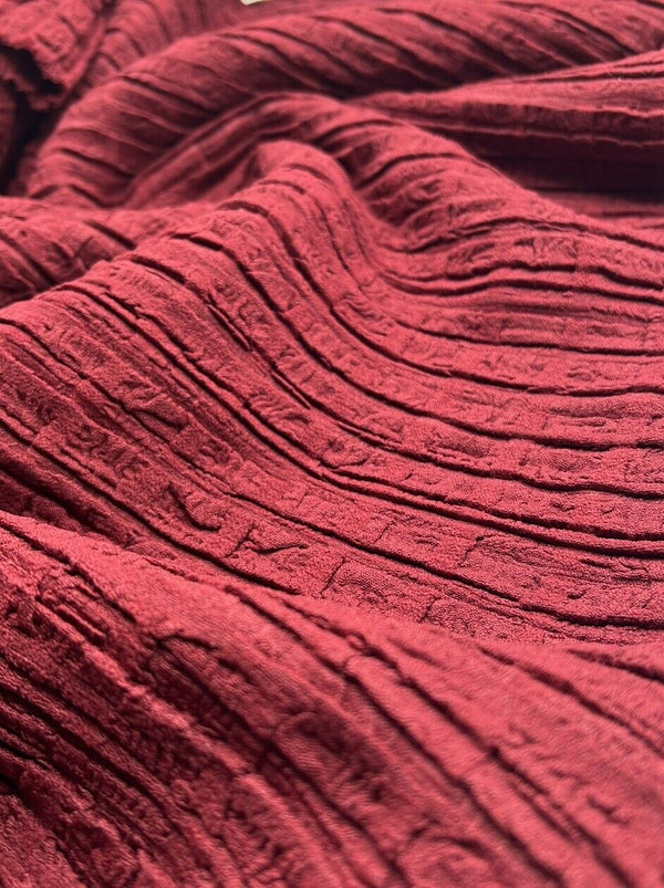 Burgundy Thick Textured 4 Way Stretch Fabric