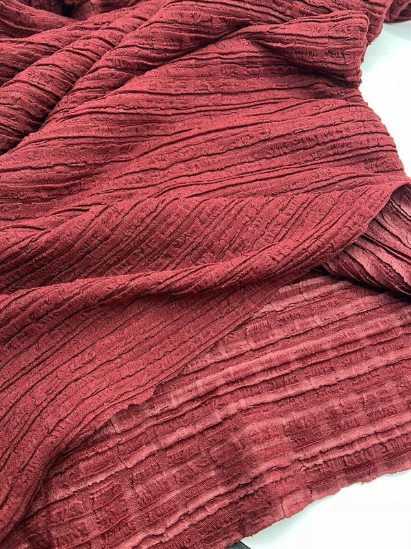 Burgundy Thick Textured 4 Way Stretch Fabric