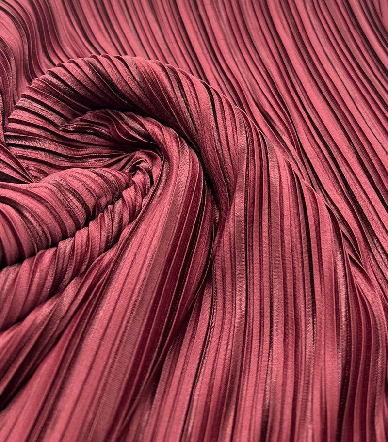 Burgundy Wide Plisse Pleated Stretch Fabric