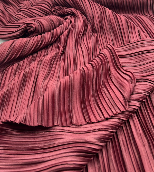 Burgundy Wide Plisse Pleated Stretch Fabric