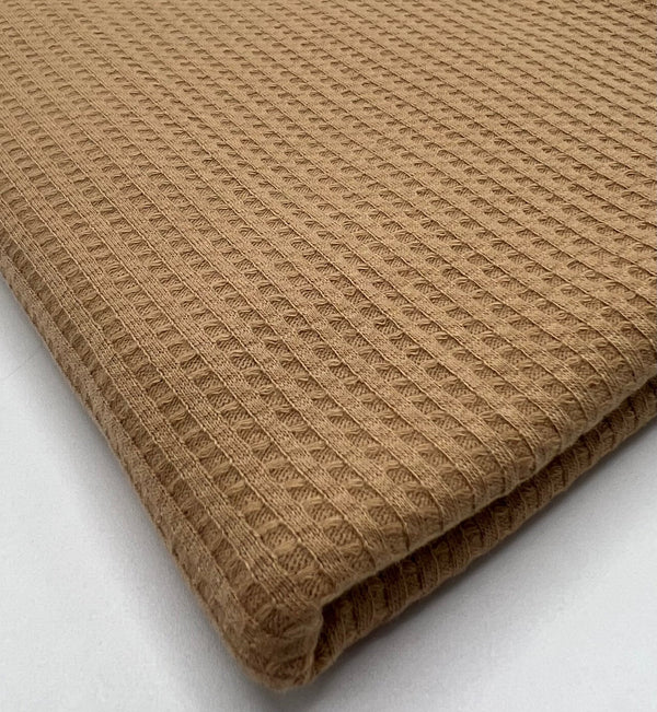 Camel Cotton Soft Waffle Jersey Fabric 210 GSM 4 Way Stretch