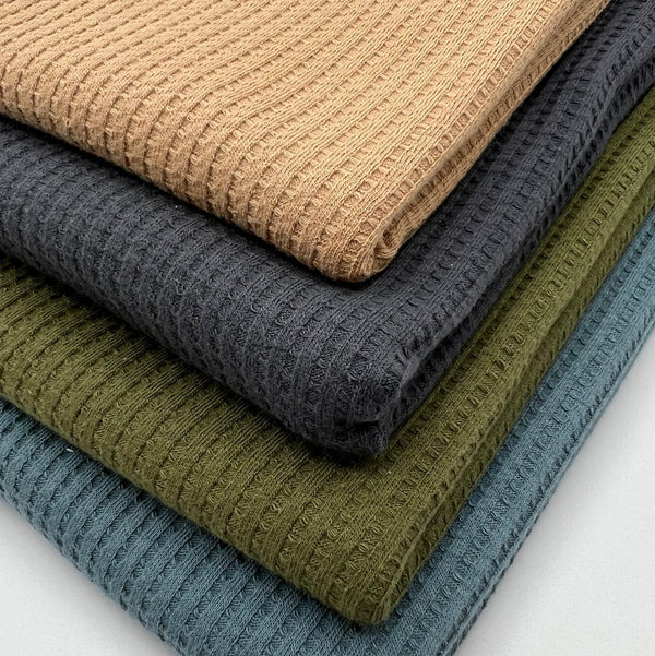 Camel Cotton Soft Waffle Jersey Fabric 210 GSM 4 Way Stretch