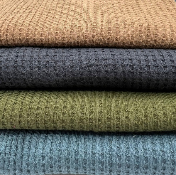 Camel Cotton Soft Waffle Jersey Fabric 210 GSM 4 Way Stretch