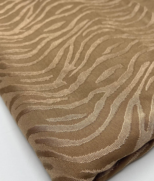 Camel Slinky Zebra Jacquard Stretch Fabric