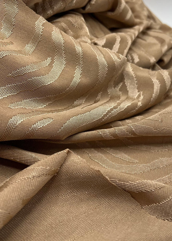 Camel Slinky Zebra Jacquard Stretch Fabric