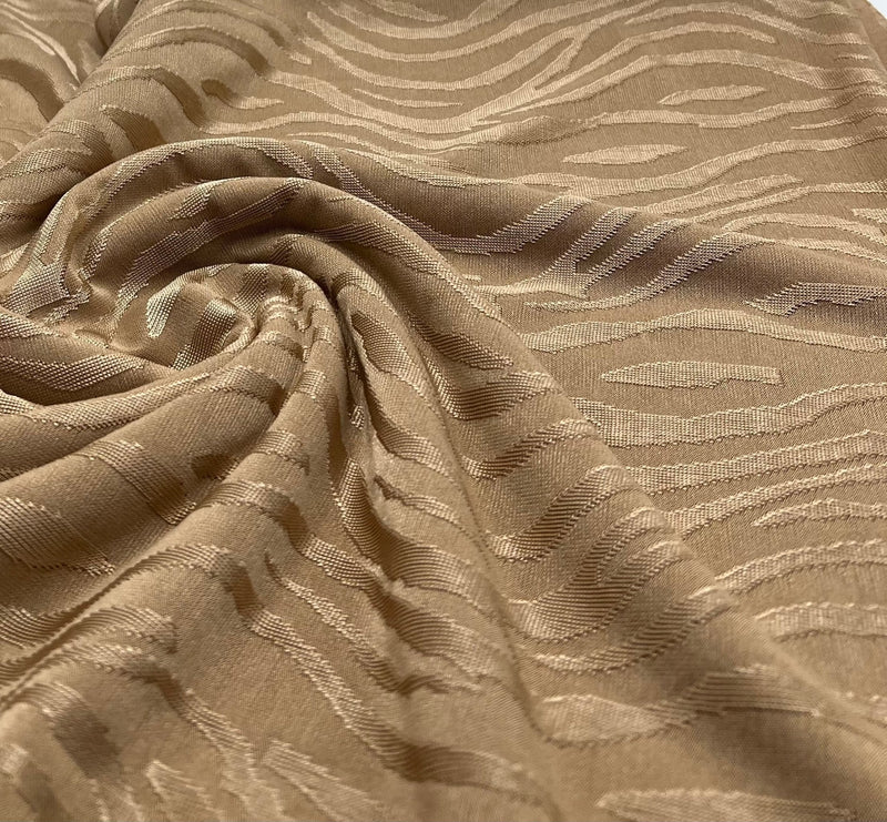 Camel Slinky Zebra Jacquard Stretch Fabric