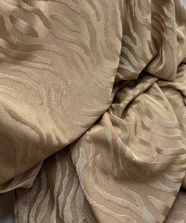 Camel Slinky Zebra Jacquard Stretch Fabric