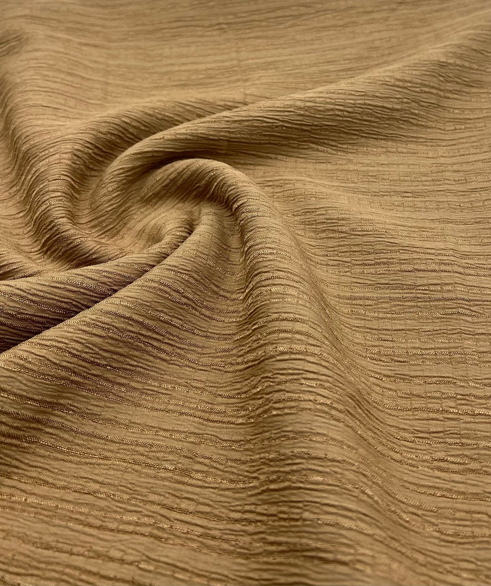 Camel Textured Crinkle Lightweight Non Stretch Fabric