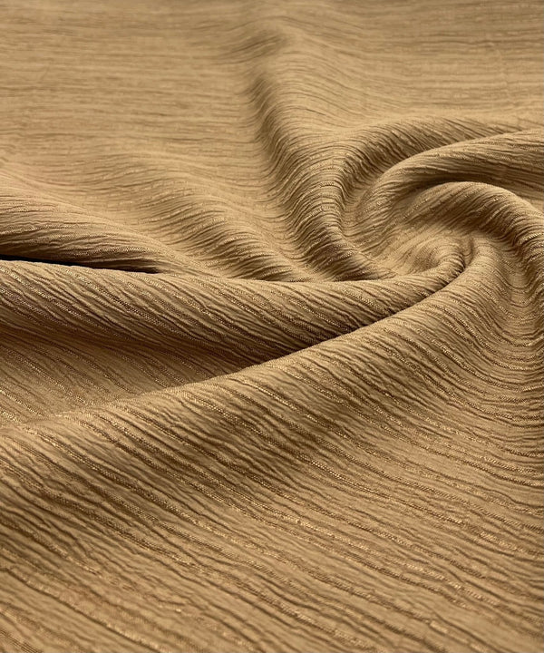Camel Textured Crinkle Lightweight Non Stretch Fabric