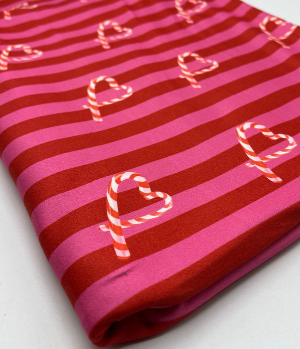 Candy Cane Super Soft Print Spun Poly Stretch Fabric