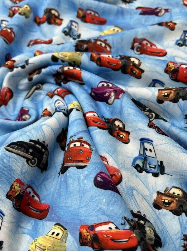 Car Printed Plain Scuba 4 Way Stretch Jersey Fabric