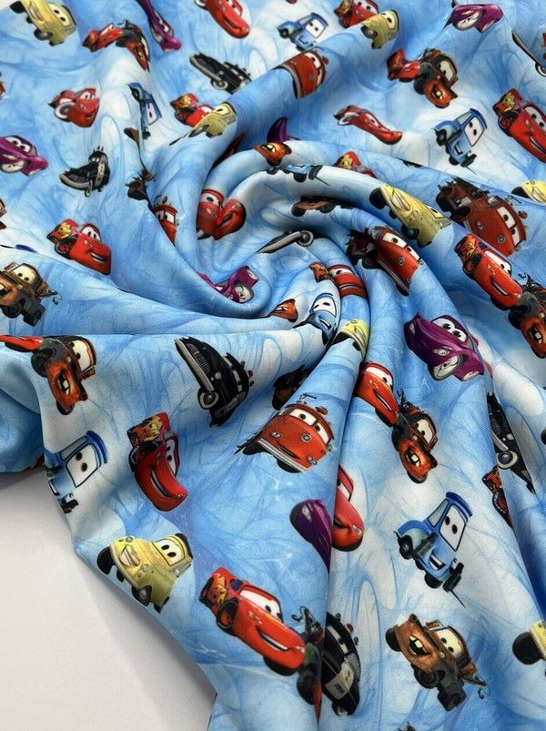 Car Printed Plain Scuba 4 Way Stretch Jersey Fabric