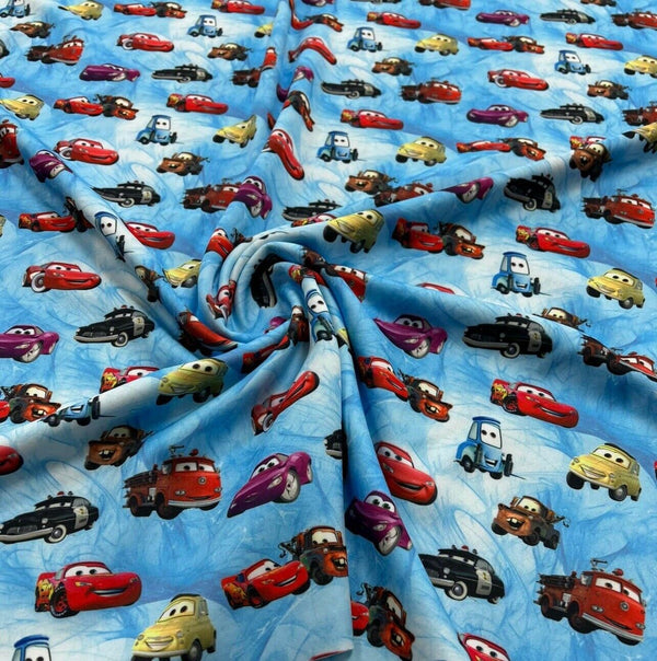 Car Printed Scuba Crepe Jersey Fabric 4 Way Stretch