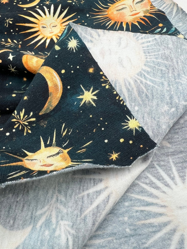 Celestial Print Cotton Stretch Jersey 200 GSM 95/5 Lycra 4 Way Stretch