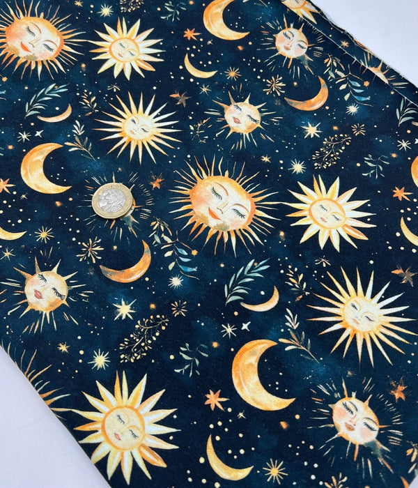 Celestial Print Cotton Stretch Jersey 200 GSM 95/5 Lycra 4 Way Stretch