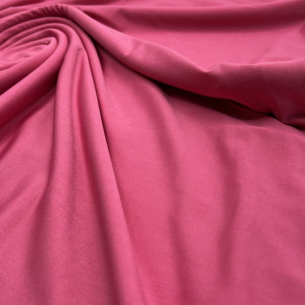 Cerise Bright Pink Shiny Plain Soft Touch Slinky 4 Way Stretch Fabric