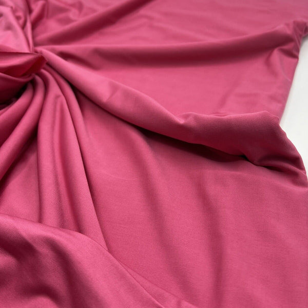 Cerise Bright Pink Shiny Plain Soft Touch Slinky 4 Way Stretch Fabric