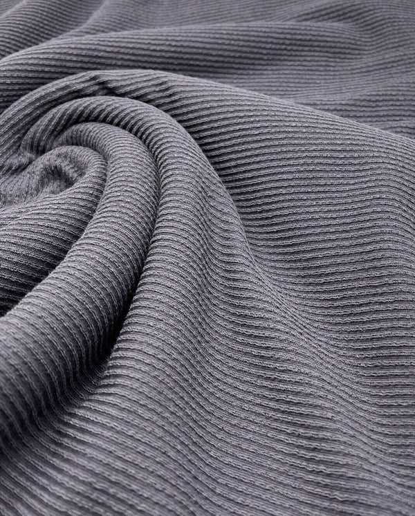 Charcoal Grey Crinkle Rib Stretch Fabric