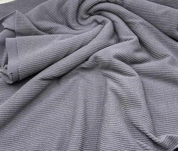 Charcoal Grey Crinkle Rib Stretch Fabric