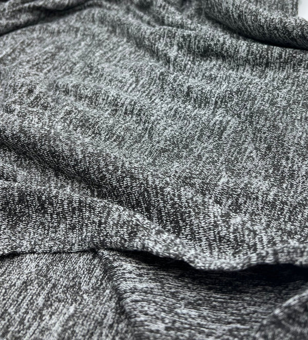Charcoal Melange Knit Stretch Fabric