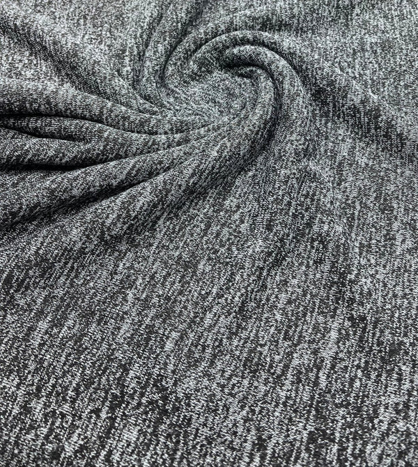 Charcoal Melange Knit Stretch Fabric