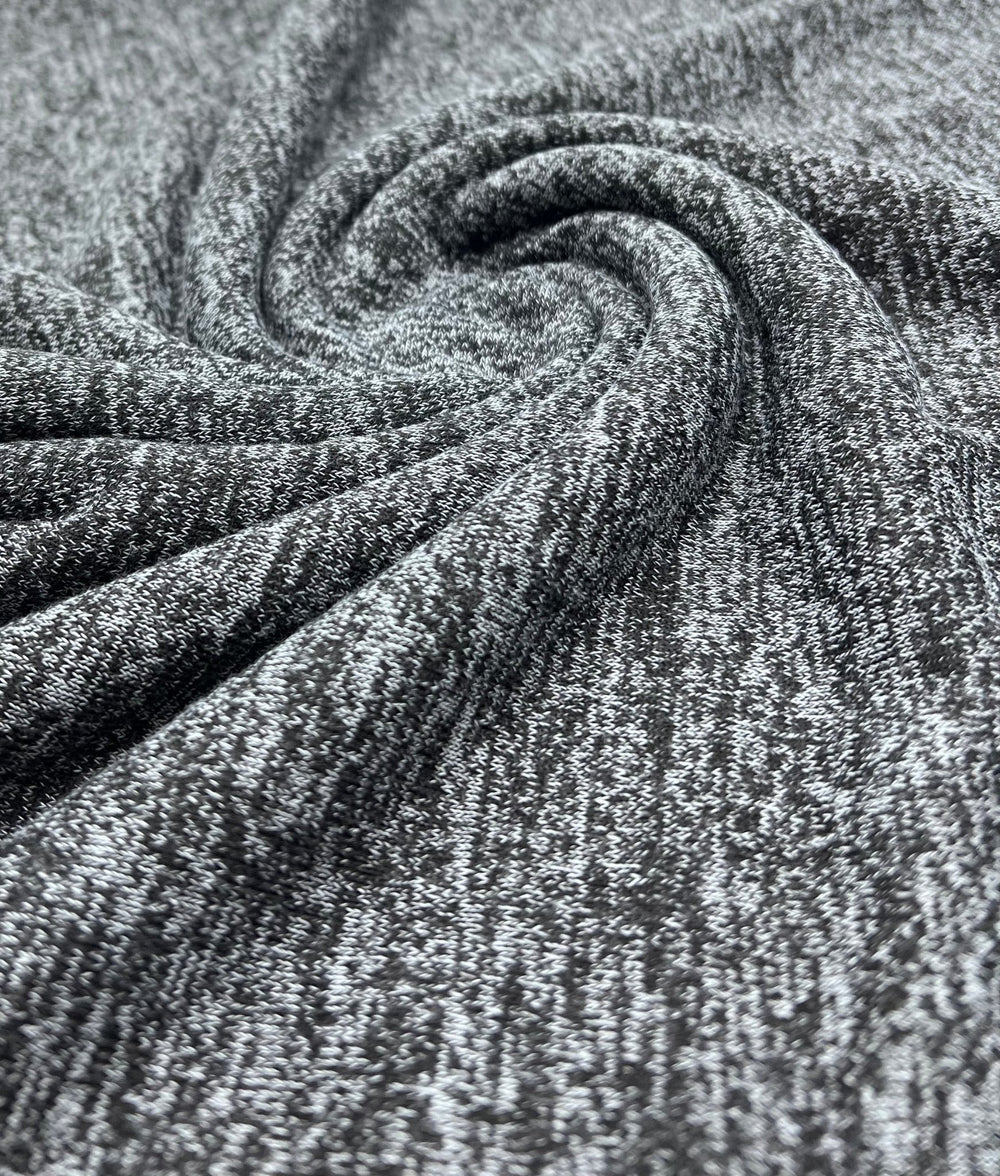 Charcoal Melange Knit Stretch Fabric