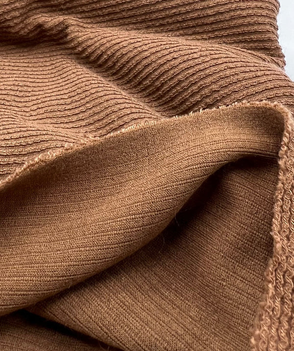 Chocolate Crinkle Rib Stretch Fabric