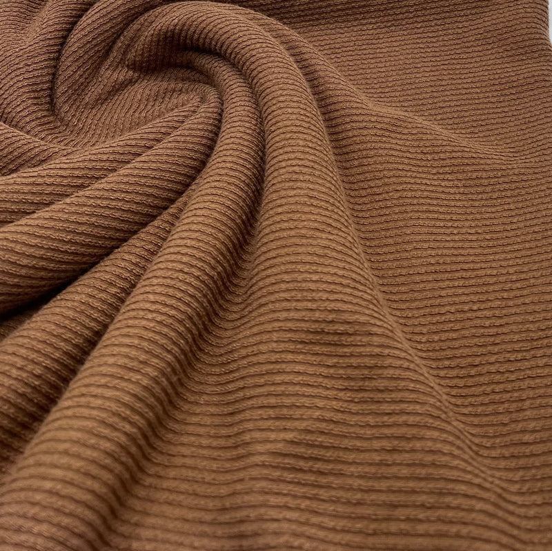Chocolate Crinkle Rib Stretch Fabric