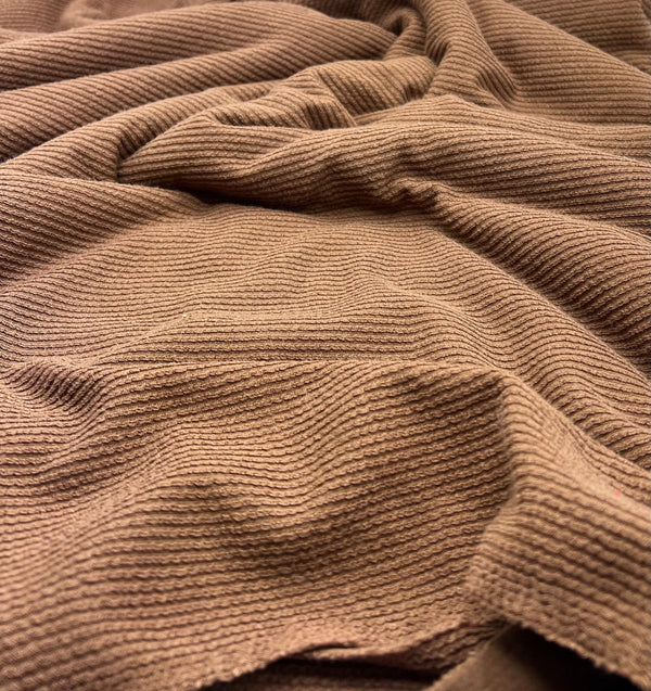 Chocolate Crinkle Rib Stretch Fabric