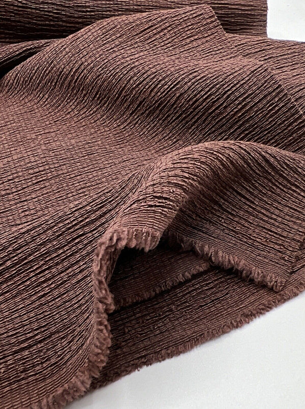 Chocolate Textured Tree Bark Stretch Dress Craft Fabric
