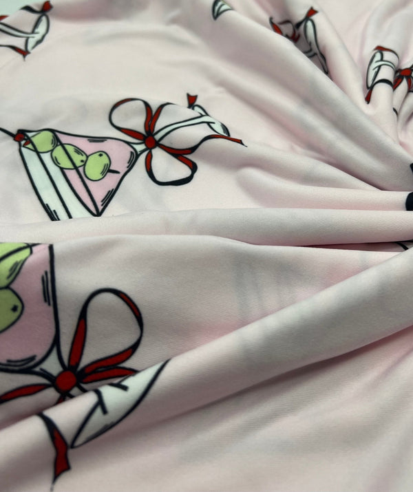 Cocktail Party Super Soft Print Spun Poly Stretch Fabric