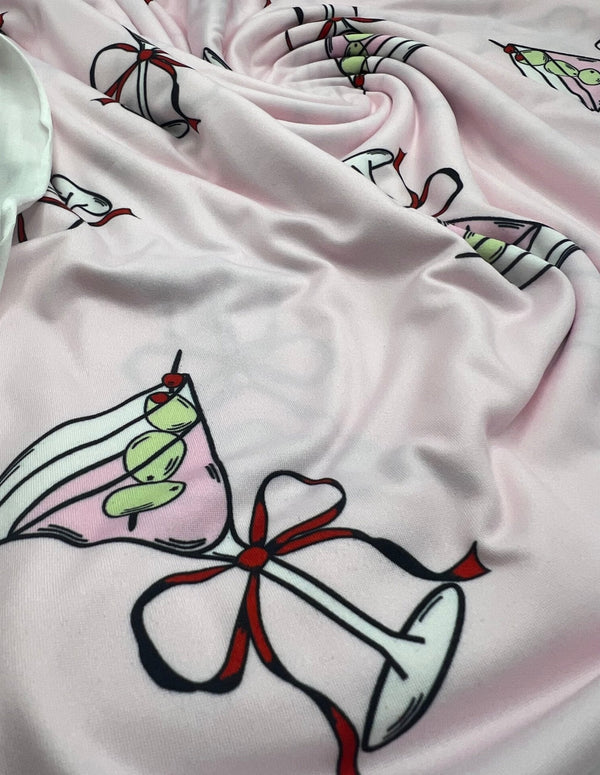 Cocktail Party Super Soft Print Spun Poly Stretch Fabric