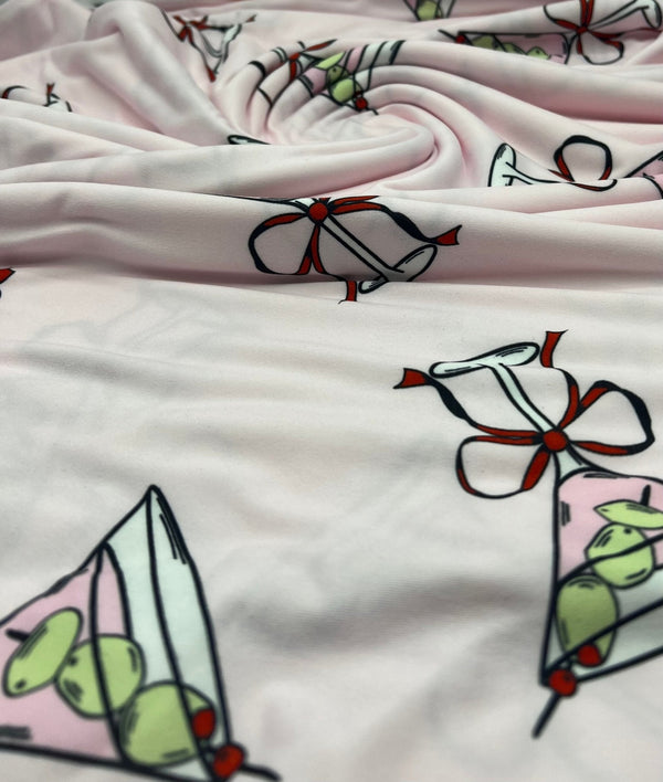 Cocktail Party Super Soft Print Spun Poly Stretch Fabric