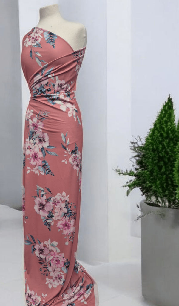 Coral Large Floral ITY Fabric
