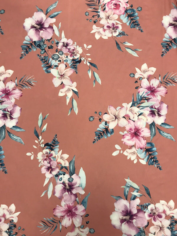 Coral Large Floral ITY Fabric