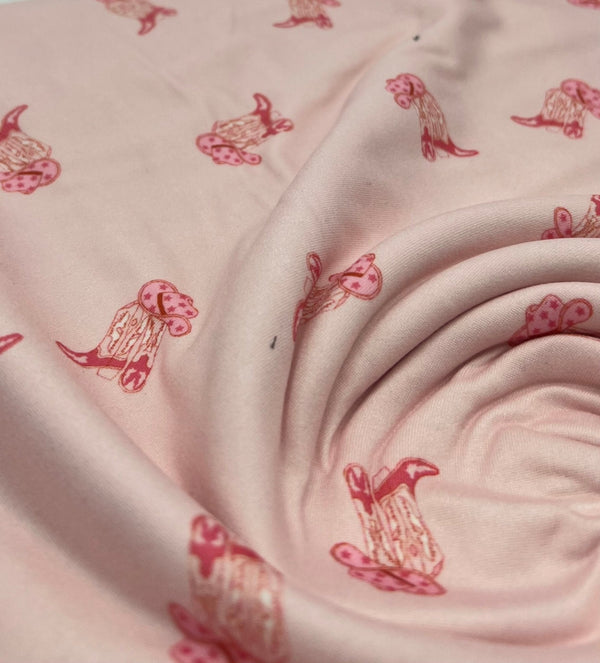 Cowgirl Boot Super Soft Print Spun Poly Stretch Fabric