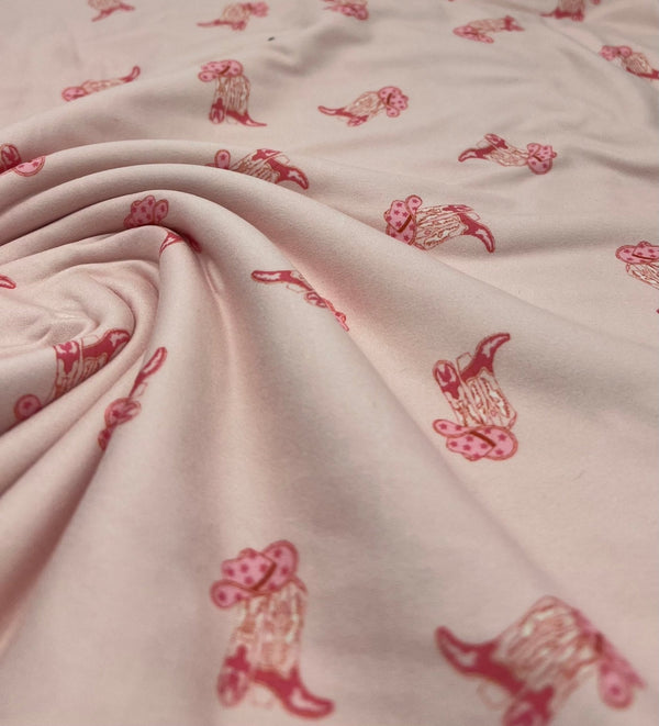 Cowgirl Boot Super Soft Print Spun Poly Stretch Fabric