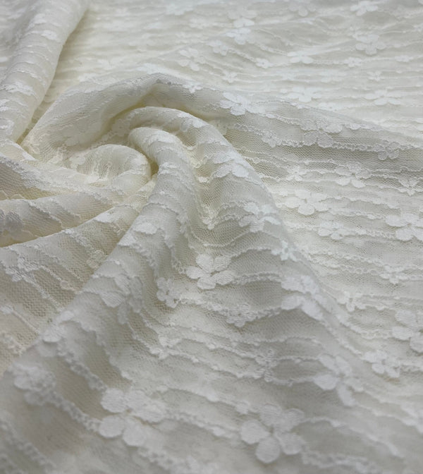 Cream Ditsy Floral Lace Fabric Stretch