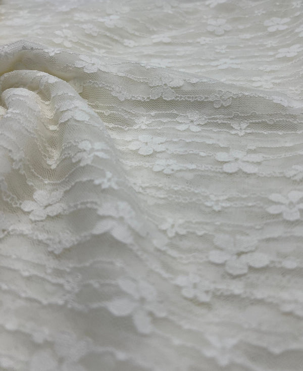 Cream Ditsy Floral Lace Fabric Stretch