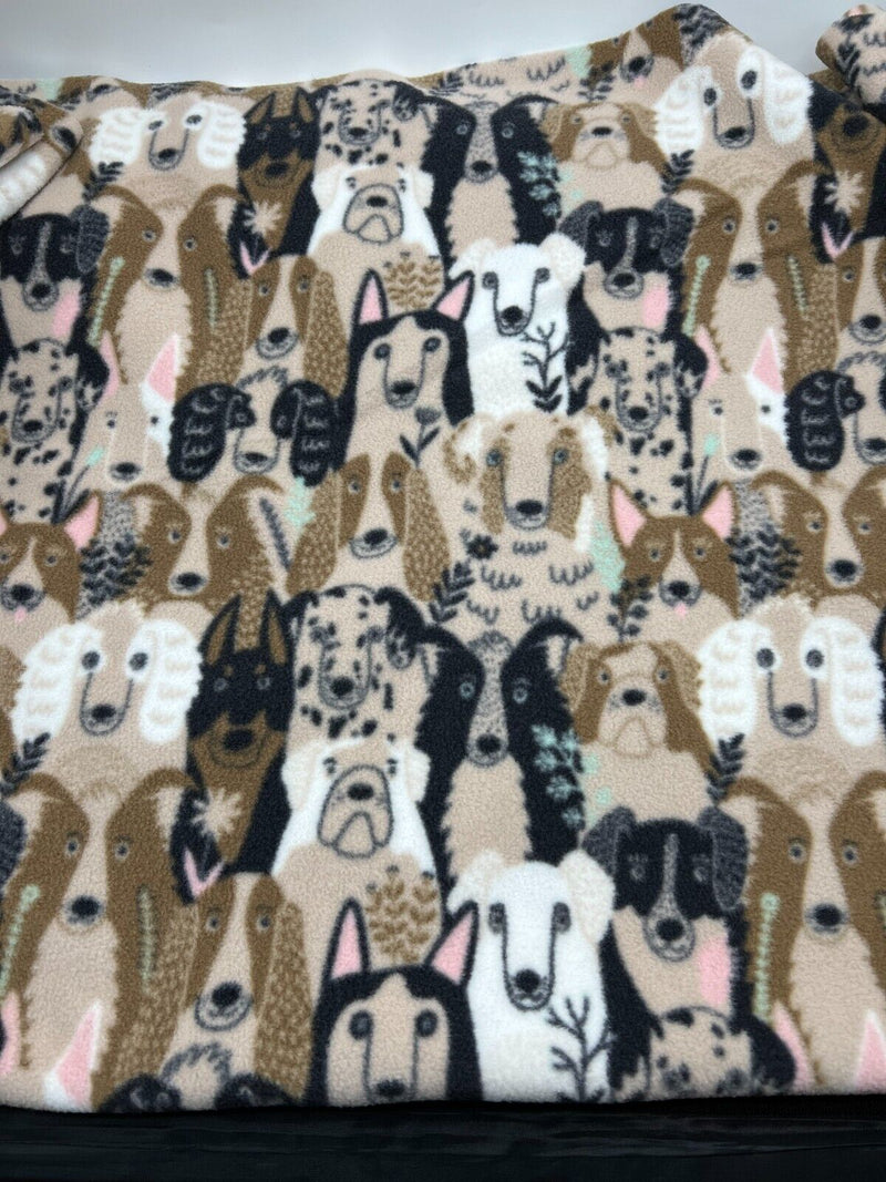 Cute Dogs Printed Anti-Pil Polar Fleece Fabric Blanket Loungewear