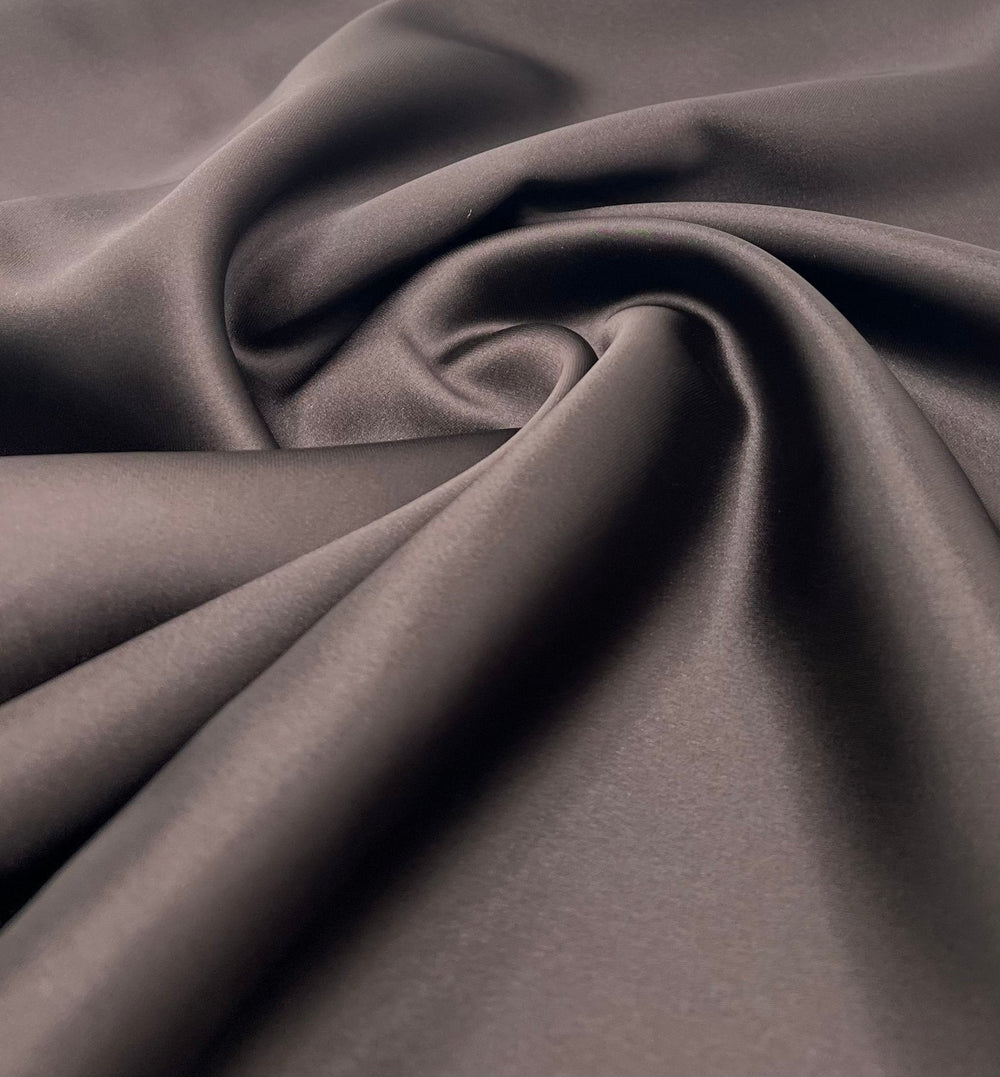 Dark Brown Recycled Satin 160GSM Dress Craft Non Stretch Fabric