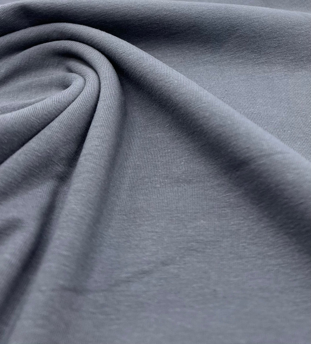 Dark Grey Cotton Stretch Jersey 240 GSM 92/8 Lycra 4 Way Stretch