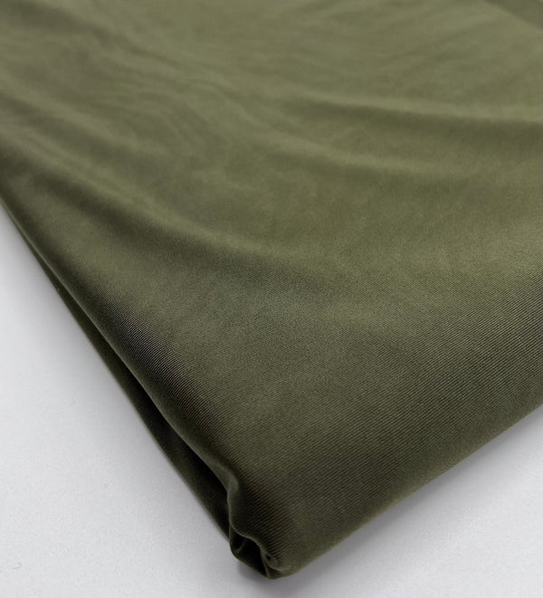 Dark Khaki Shiny Soft Touch Slinky 4 Way Stretch Fabric