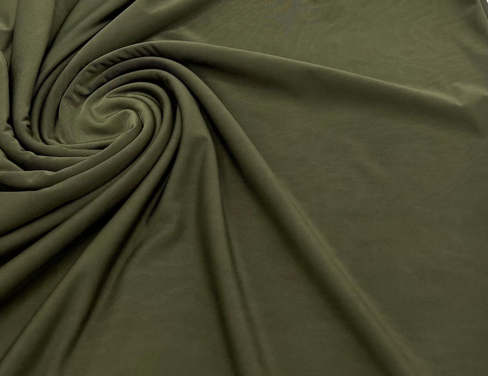 Dark Khaki Shiny Soft Touch Slinky 4 Way Stretch Fabric