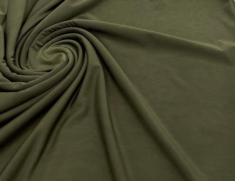 Dark Khaki Shiny Soft Touch Slinky 4 Way Stretch Fabric