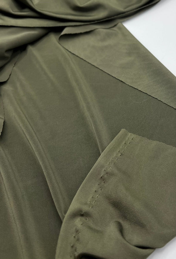 Dark Khaki Shiny Soft Touch Slinky 4 Way Stretch Fabric