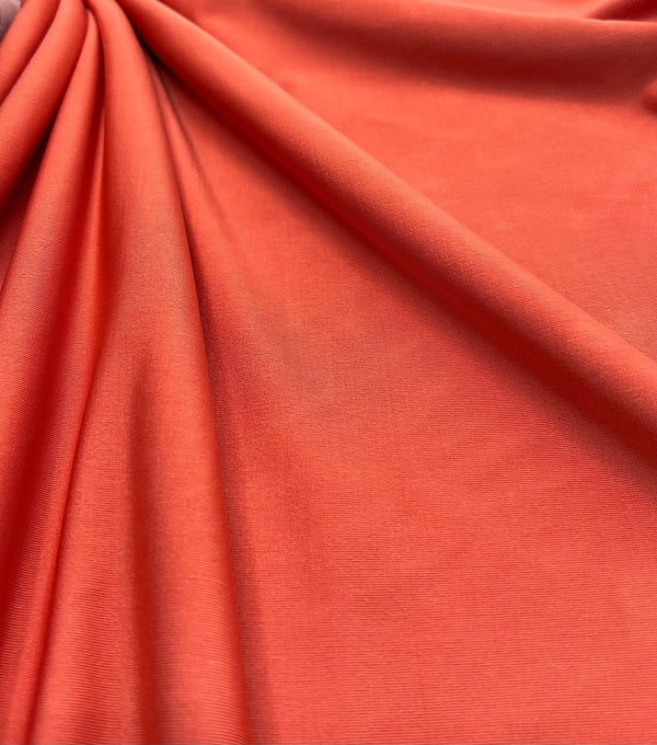 Dark Orange Plain Shiny Soft Touch Slinky 4 Way Stretch Fabric