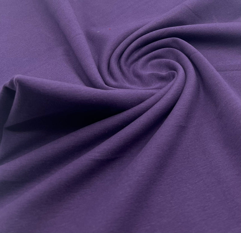 Dark Purple Cotton Stretch Jersey 240 GSM 92/8 Lycra 4 Way Stretch
