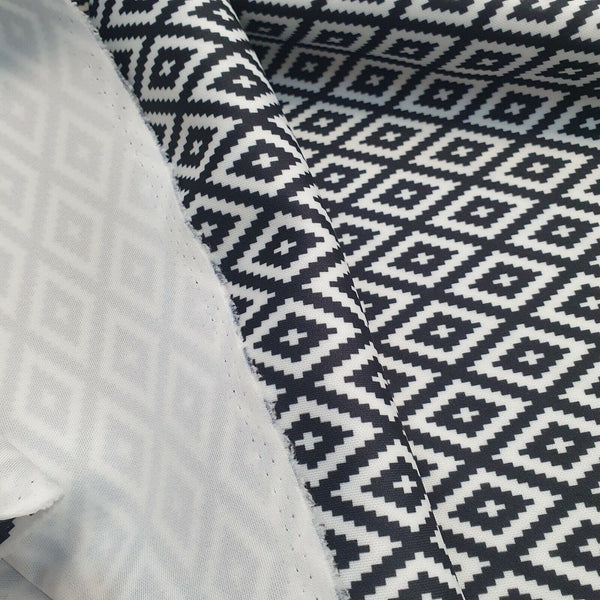 Diamond Check Printed Plain Scuba 4 Way Stretch Jersey Fabric