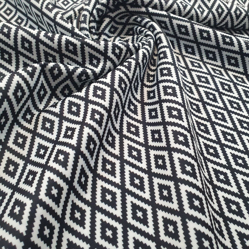 Diamond Check Printed Plain Scuba 4 Way Stretch Jersey Fabric